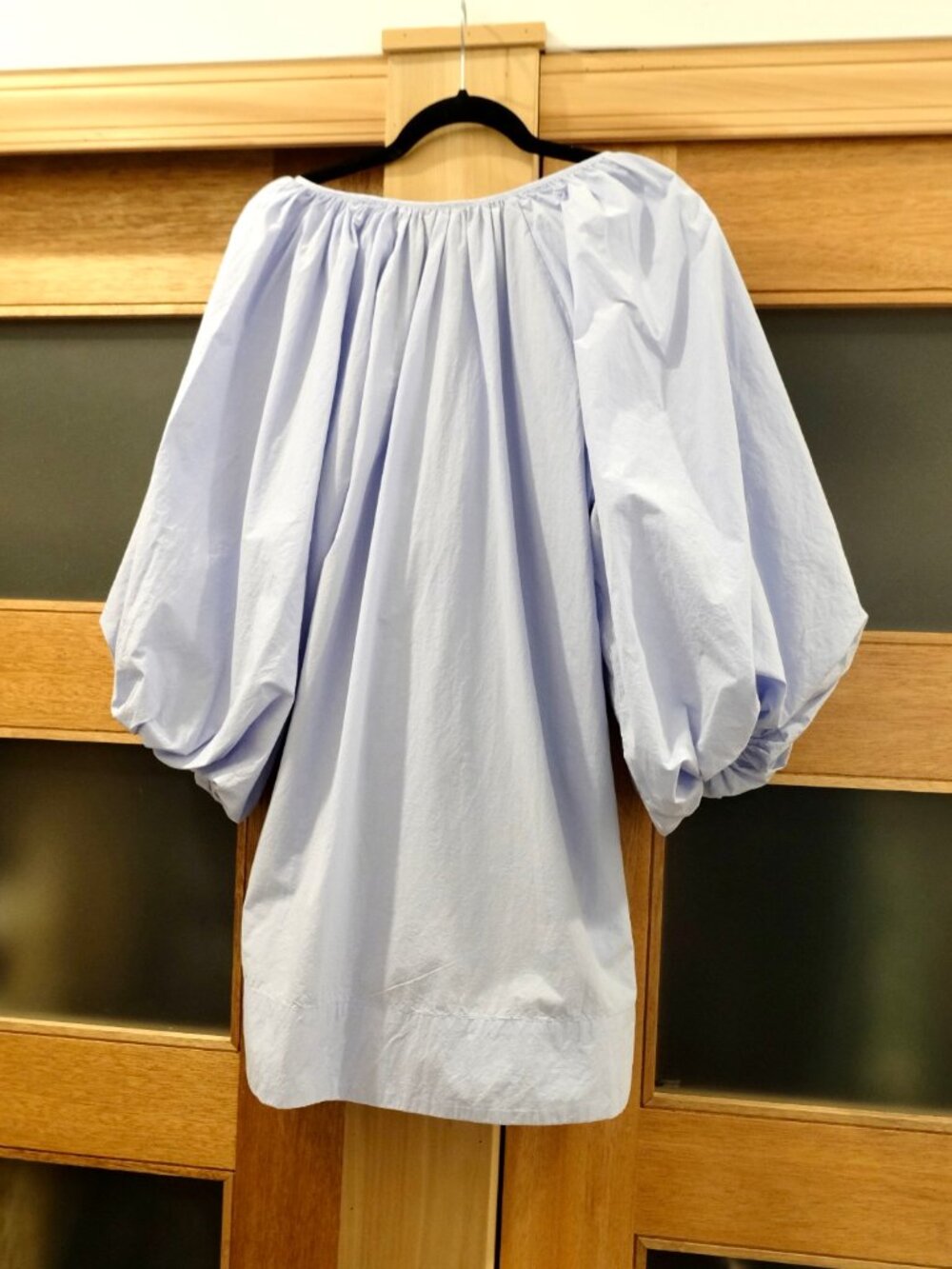 WILD LILY~Leilani Mini Dress Cornflower Blue~COTTON OVERSIZED PUFF SLEEVES NWT - Picture 3 of 4